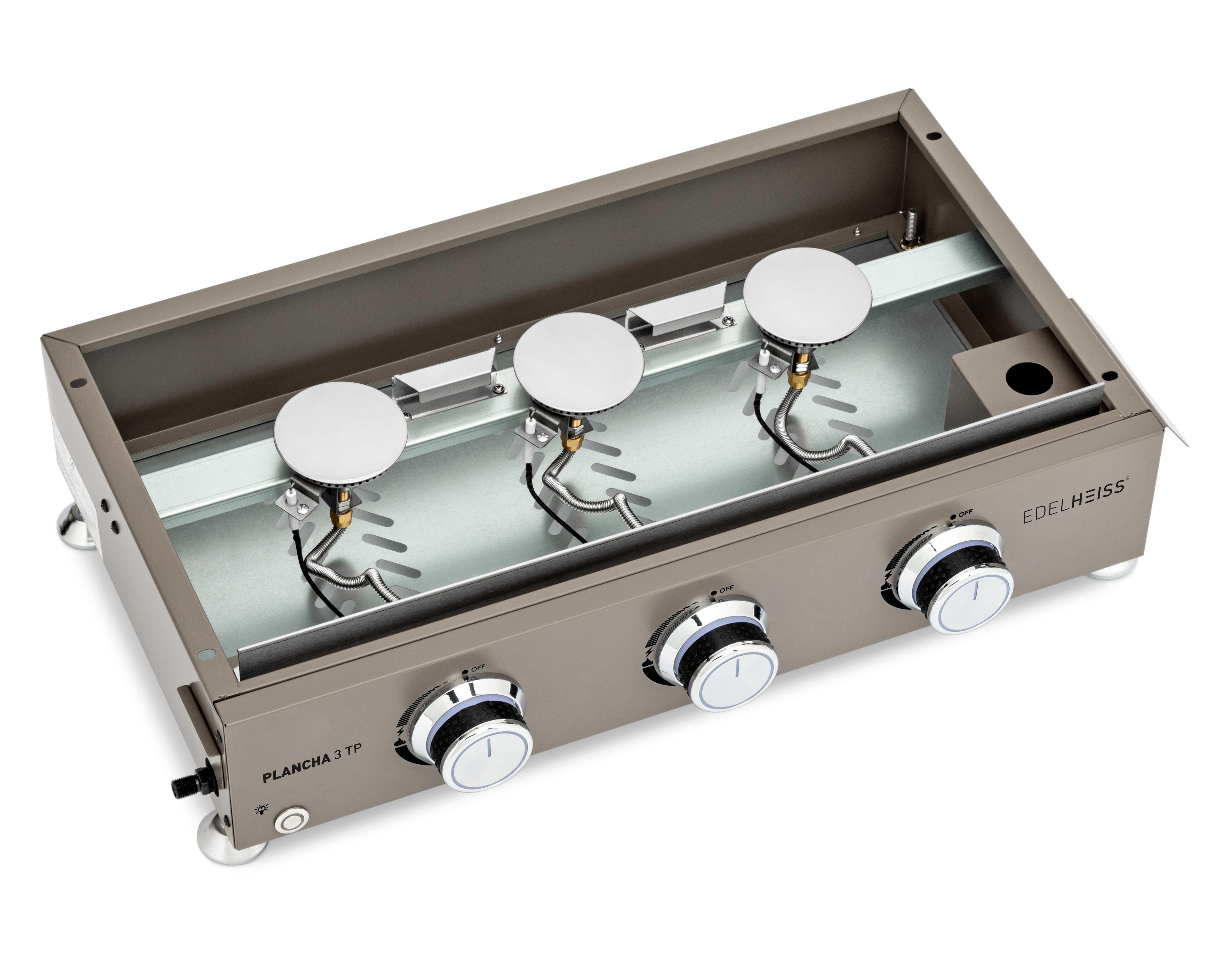 Plancha Grills aus Stahl mit 3 Brennern | Seitenansicht | theBBQshop.de